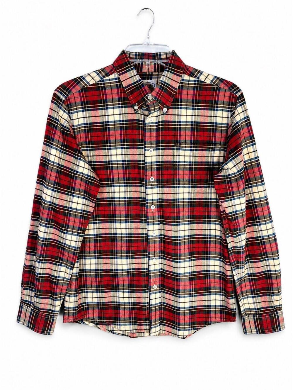 Talbots Kids Plaid Button Front Shirt Youth Size 14 Red Blue Cotton Preppy